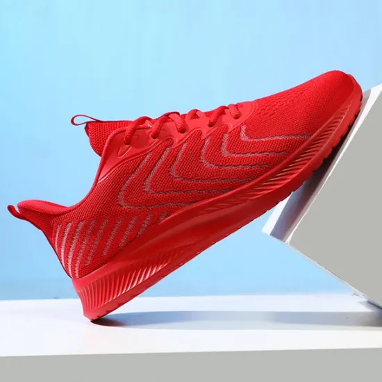 New OUKU Men's Lightweight Red Mesh Running Shoes - Breathable Athletic Sneakers for Sports and Casual Wear