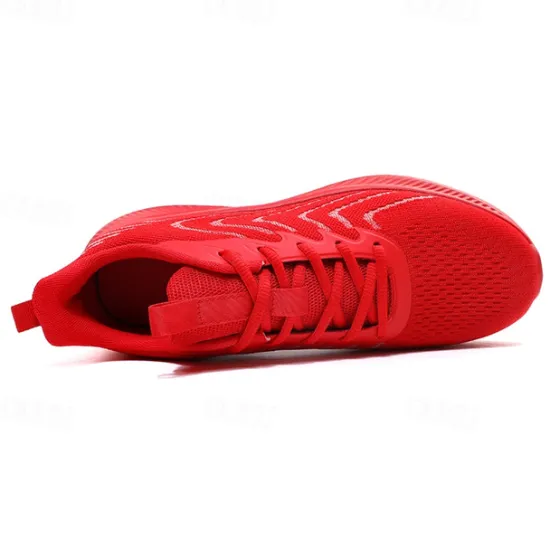 New OUKU Men's Lightweight Red Mesh Running Shoes - Breathable Athletic Sneakers for Sports and Casual Wear