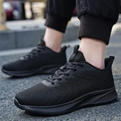 New OUKU Men's Lightweight Red Mesh Running Shoes - Breathable Athletic Sneakers for Sports and Casual Wear