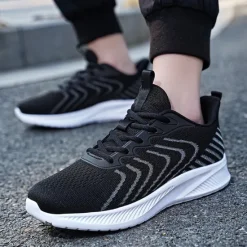 New OUKU Men's Lightweight Red Mesh Running Shoes - Breathable Athletic Sneakers for Sports and Casual Wear