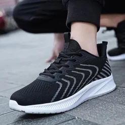 New OUKU Men's Lightweight Red Mesh Running Shoes - Breathable Athletic Sneakers for Sports and Casual Wear