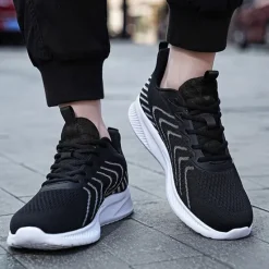 New OUKU Men's Lightweight Red Mesh Running Shoes - Breathable Athletic Sneakers for Sports and Casual Wear