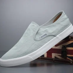 Discount OUKU Men's Lightweight Slip-On Canvas Sneakers – Breathable Casual Shoes for Everyday Wear and Travel