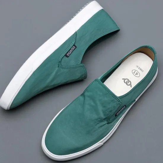 Discount OUKU Men's Lightweight Slip-On Canvas Sneakers – Breathable Casual Shoes for Everyday Wear and Travel