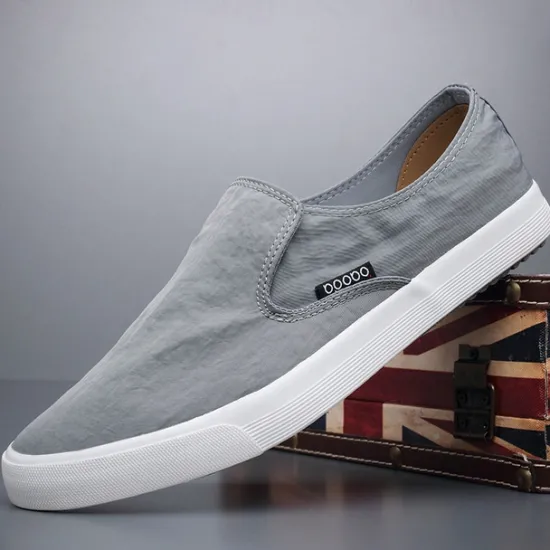 Discount OUKU Men's Lightweight Slip-On Canvas Sneakers – Breathable Casual Shoes for Everyday Wear and Travel