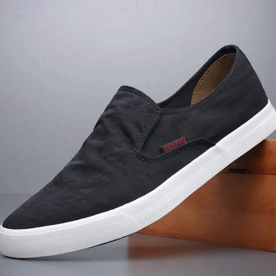 Discount OUKU Men's Lightweight Slip-On Canvas Sneakers – Breathable Casual Shoes for Everyday Wear and Travel