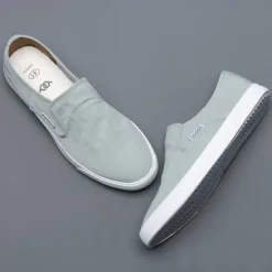 Discount OUKU Men's Lightweight Slip-On Canvas Sneakers – Breathable Casual Shoes for Everyday Wear and Travel