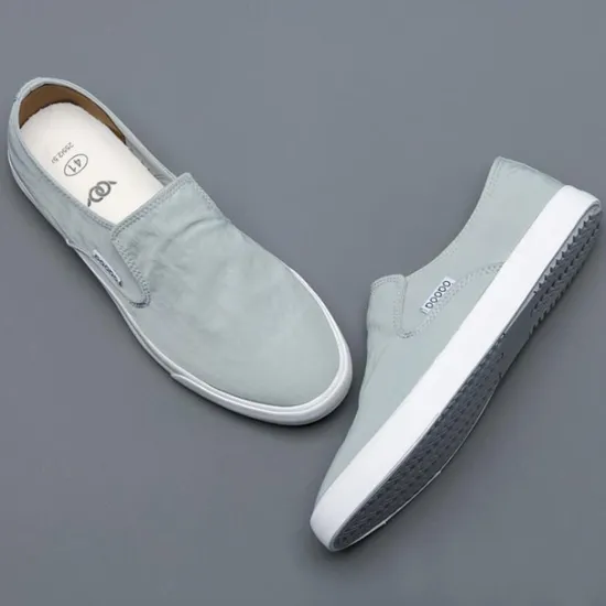 Discount OUKU Men's Lightweight Slip-On Canvas Sneakers – Breathable Casual Shoes for Everyday Wear and Travel