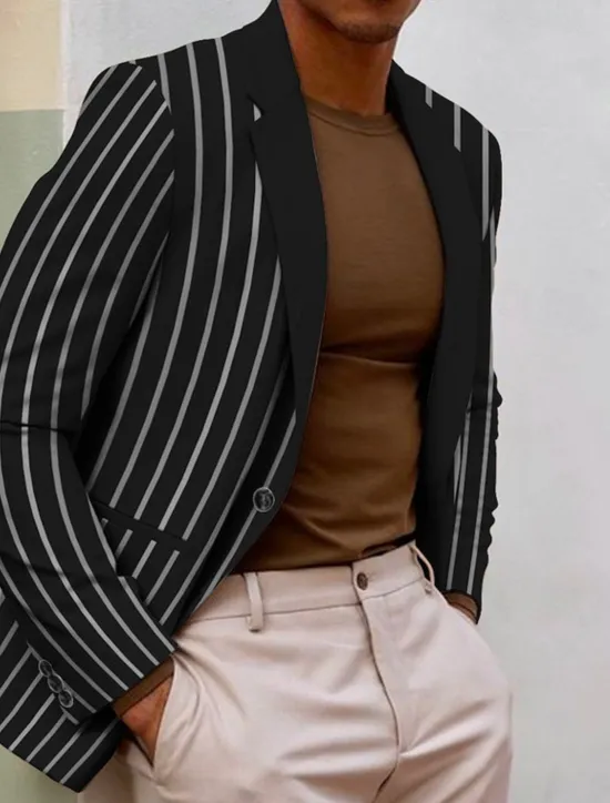 Discount OUKU Men's Line Long Sleeve Turndown Fashion Streetwear Business Work Wear to work Going out Buttons Print