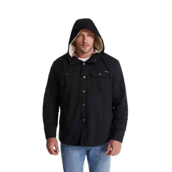 New OUKU Men's Lined Fleece Hooded Shirt Jacket Sherpa Padded jacket Coat Work Flannel Button Down Shirt Jacket Winter Outdoor Thermal Warm Windproof Lightweight Outerwear Parka Hunting Ski Snowboard Fishing