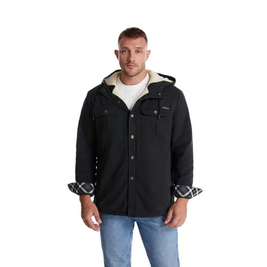 New OUKU Men's Lined Fleece Hooded Shirt Jacket Sherpa Padded jacket Coat Work Flannel Button Down Shirt Jacket Winter Outdoor Thermal Warm Windproof Lightweight Outerwear Parka Hunting Ski Snowboard Fishing