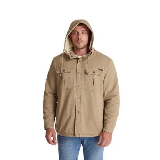 New OUKU Men's Lined Fleece Hooded Shirt Jacket Sherpa Padded jacket Coat Work Flannel Button Down Shirt Jacket Winter Outdoor Thermal Warm Windproof Lightweight Outerwear Parka Hunting Ski Snowboard Fishing