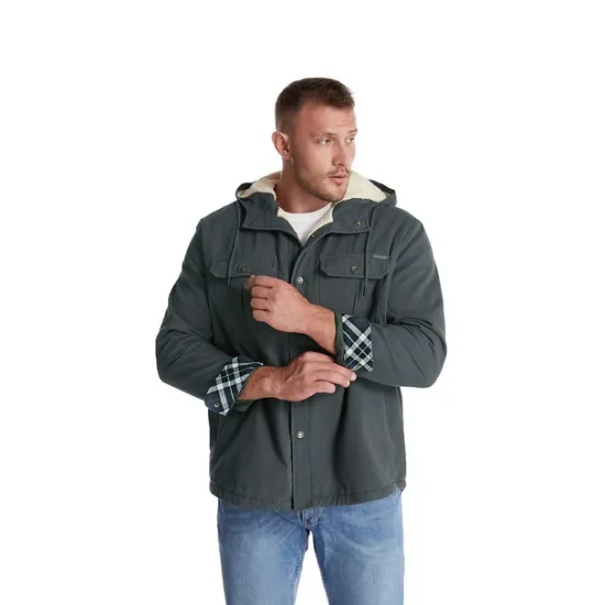 New OUKU Men's Lined Fleece Hooded Shirt Jacket Sherpa Padded jacket Coat Work Flannel Button Down Shirt Jacket Winter Outdoor Thermal Warm Windproof Lightweight Outerwear Parka Hunting Ski Snowboard Fishing