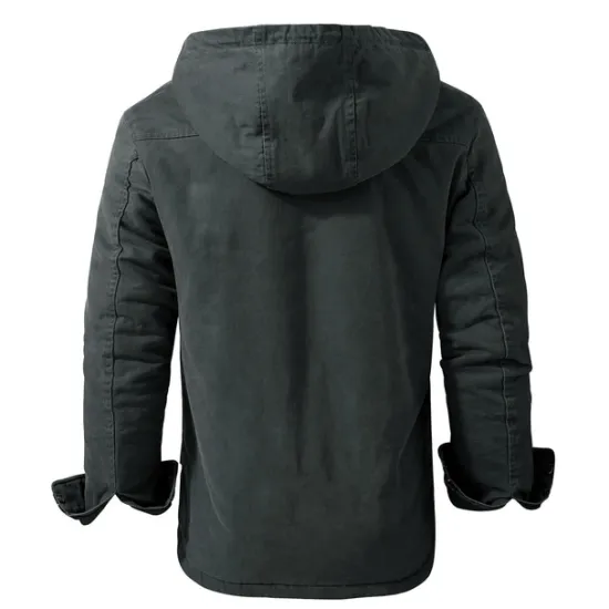 New OUKU Men's Lined Fleece Hooded Shirt Jacket Sherpa Padded jacket Coat Work Flannel Button Down Shirt Jacket Winter Outdoor Thermal Warm Windproof Lightweight Outerwear Parka Hunting Ski Snowboard Fishing