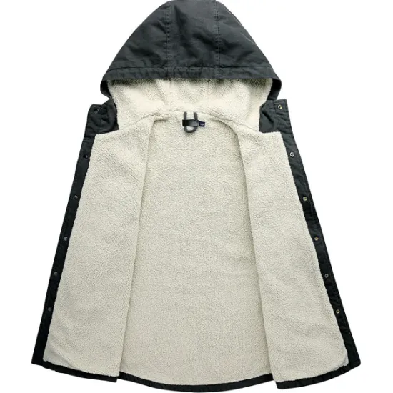 New OUKU Men's Lined Fleece Hooded Shirt Jacket Sherpa Padded jacket Coat Work Flannel Button Down Shirt Jacket Winter Outdoor Thermal Warm Windproof Lightweight Outerwear Parka Hunting Ski Snowboard Fishing