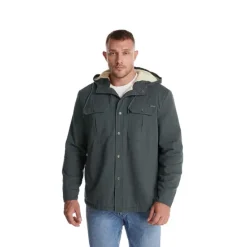 New OUKU Men's Lined Fleece Hooded Shirt Jacket Sherpa Padded jacket Coat Work Flannel Button Down Shirt Jacket Winter Outdoor Thermal Warm Windproof Lightweight Outerwear Parka Hunting Ski Snowboard Fishing