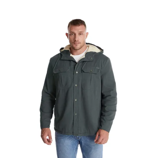 New OUKU Men's Lined Fleece Hooded Shirt Jacket Sherpa Padded jacket Coat Work Flannel Button Down Shirt Jacket Winter Outdoor Thermal Warm Windproof Lightweight Outerwear Parka Hunting Ski Snowboard Fishing