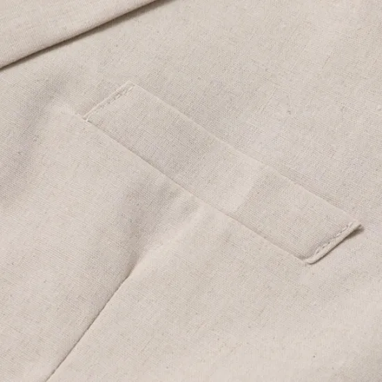 New OUKU Men's Linen Blazer Business Fashion Casual Spring & Fall Polyester Linen Plain Pocket Buttons Comfortable Single Breasted Blazer White Light Green khaki