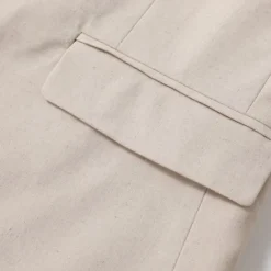 New OUKU Men's Linen Blazer Business Fashion Casual Spring & Fall Polyester Linen Plain Pocket Buttons Comfortable Single Breasted Blazer White Light Green khaki