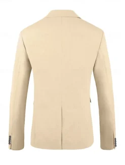 Best OUKU Men's Linen Blazer Sport Coat Notch Collar Fashion Casual Solid Colored Linen Blazer Sky Blue khaki Beige Standard Fit Single Breasted One-button