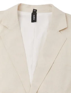 New OUKU Men's Linen Blazer Sport Coat Casual Daily Spring & Summer Cotton And Linen Solid Color Comfy Single Breasted Two-button Blazer Beige Light Blue