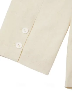 New OUKU Men's Linen Blazer Sport Coat Casual Daily Spring & Summer Cotton And Linen Solid Color Comfy Single Breasted Two-button Blazer Beige Light Blue