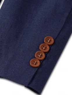 New OUKU Men's Linen Blazer Sport Coat Closure collar Fashion Casual Solid Colored Blue Purple Green Tailored Fit Single Breasted Two-buttons