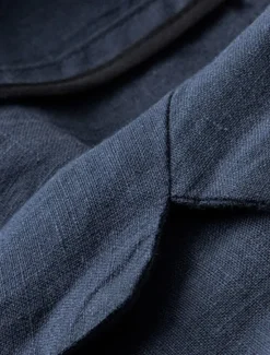 Online OUKU Men's Linen Blazer Suits Wedding Anniversary Vacation Elegant Neutral Spring & Fall Cotton Linen Solid Color Buttons Comfy Single Breasted One-button Blazer White Navy Blue Beige Gray