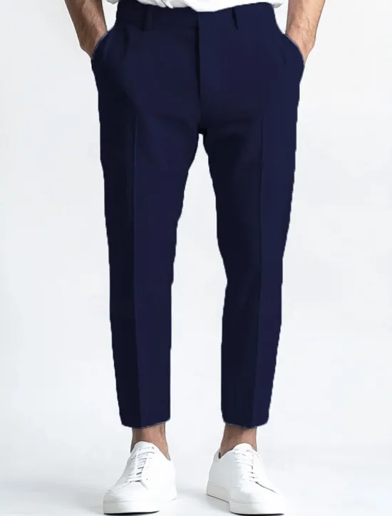 Sale OUKU Men's Linen Pants Dress Pants Summer Trousers Straight Leg Plain Breathable Casual Daily Standard Fit Black White Blue