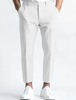 Sale OUKU Men's Linen Pants Dress Pants Summer Trousers Straight Leg Plain Breathable Casual Daily Standard Fit Black White Blue