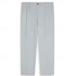 New OUKU Men's Linen Pants Summer Pants Buttons Front Pocket Straight Leg Plain Comfort Breathable Casual Daily Holiday Fashion Basic Black White