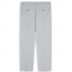 New OUKU Men's Linen Pants Summer Pants Buttons Front Pocket Straight Leg Plain Comfort Breathable Casual Daily Holiday Fashion Basic Black White