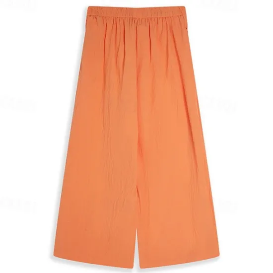 Outlet OUKU Men's Linen Pants Trousers Summer Pants Drawstring Elastic Waist Wide Leg Plain Comfort Breathable Full Length Casual Daily Holiday Fashion Classic Style Loose Fit White Navy Blue Micro-elastic