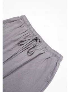 Online OUKU Men's Linen Pants Trousers Summer Pants Beach Pants Buttons Drawstring Elastic Waist Plain Comfort Breathable Full Length Casual Daily Holiday Fashion Classic Style White Blue