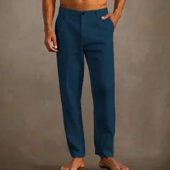 Hot OUKU Men's Linen Pants Trousers Summer Pants Beach Pants Pocket Plain Comfort Breathable Vacation Daily Holiday Hawaiian Boho Black White