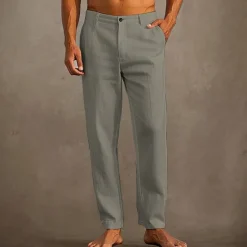Hot OUKU Men's Linen Pants Trousers Summer Pants Beach Pants Pocket Plain Comfort Breathable Vacation Daily Holiday Hawaiian Boho Black White