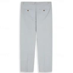 Sale OUKU Men's Linen Pants Trousers Summer Pants Pleated Pants Dress Slacks Front Pocket Straight Leg Plain Comfort Breathable Full Length Casual Daily Holiday Fashion Basic Black White