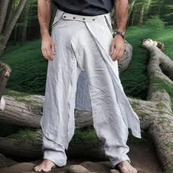 Sale OUKU Men's Linen Pants Trousers Summer Pants Beach Pants Pocket Straight Leg Plain Comfort Breathable Vacation Daily Holiday Hawaiian Boho Black Gray
