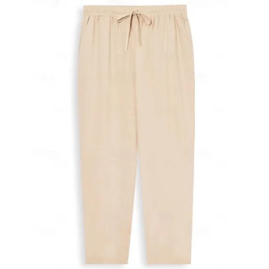 New OUKU Men's Linen Pants Trousers Summer Pants Drawstring Elastic Waist Plain Comfort Soft Daily Beach Fashion Simple Micro-elastic Khaki