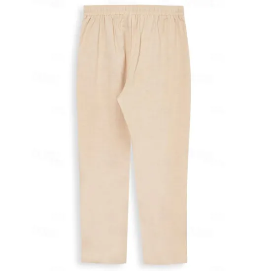 New OUKU Men's Linen Pants Trousers Summer Pants Drawstring Elastic Waist Plain Comfort Soft Daily Beach Fashion Simple Micro-elastic Khaki