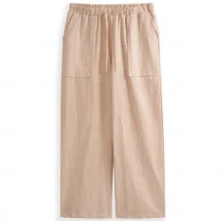 Discount OUKU Men's Linen Pants Trousers Summer Pants Beach Pants Pocket Drawstring Elastic Waist Plain Daily Streetwear Fashion Casual Black White