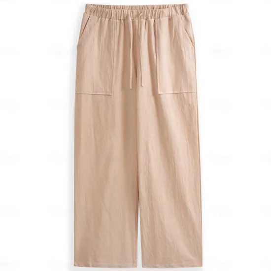 Discount OUKU Men's Linen Pants Trousers Summer Pants Beach Pants Pocket Drawstring Elastic Waist Plain Daily Streetwear Fashion Casual Black White