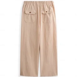 Discount OUKU Men's Linen Pants Trousers Summer Pants Beach Pants Pocket Drawstring Elastic Waist Plain Daily Streetwear Fashion Casual Black White