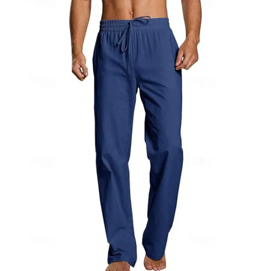 Hot OUKU Men's Linen Pants Trousers Summer Pants Beach Pants Pocket Drawstring Elastic Waist Plain Comfort Breathable Daily Holiday Vacation Hawaiian Boho Dark Brown ArmyGreen