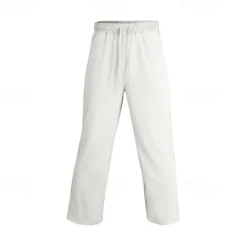 New OUKU Men's Linen Pants Trousers Summer Pants Beach Pants Drawstring Elastic Waist Straight Leg Plain Comfort Breathable Vacation Daily Holiday Hawaiian Boho Black White