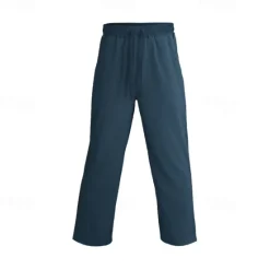 New OUKU Men's Linen Pants Trousers Summer Pants Beach Pants Drawstring Elastic Waist Straight Leg Plain Comfort Breathable Vacation Daily Holiday Hawaiian Boho Black White