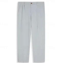 Discount OUKU Men's Linen Pants Trousers Summer Pants Front Pocket Pleats Straight Leg Plain Comfort Breathable Casual Daily Holiday Fashion Basic Black White
