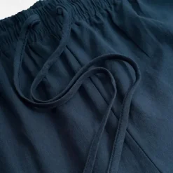 Outlet OUKU Men's Linen Pants Trousers Summer Pants Beach Pants Drawstring Elastic Waist Straight Leg Plain Comfort Outdoor Casual Daily Streetwear Stylish White Navy Blue