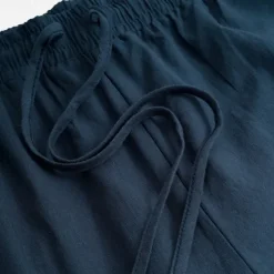 OUKU Men's Linen Pants Trousers Summer Pants Beach Pants Drawstring Elastic Waist Plain Comfort Breathable Full Length Daily Beach Fashion Simple Black White