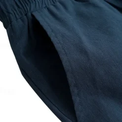 OUKU Men's Linen Pants Trousers Summer Pants Beach Pants Drawstring Elastic Waist Plain Comfort Breathable Full Length Daily Beach Fashion Simple Black White
